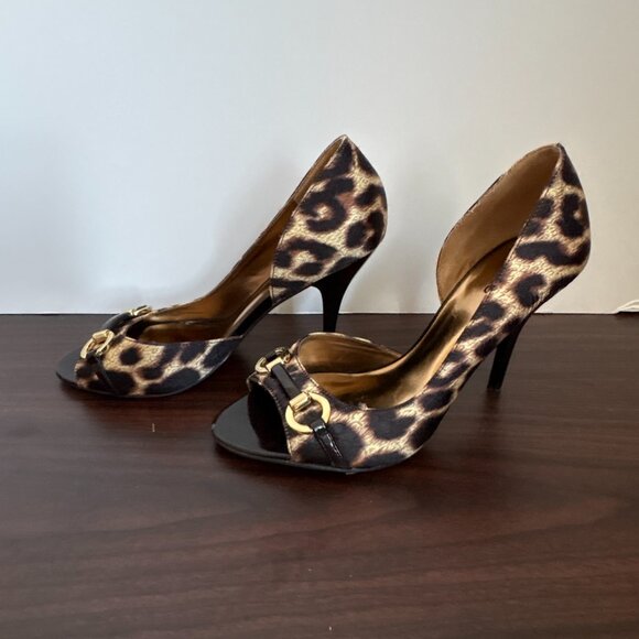 Carlos by Carlos Santana Women's Brown Black Cheetah Heels Roulette Pumps Size 8 - Picture 6 of 9
